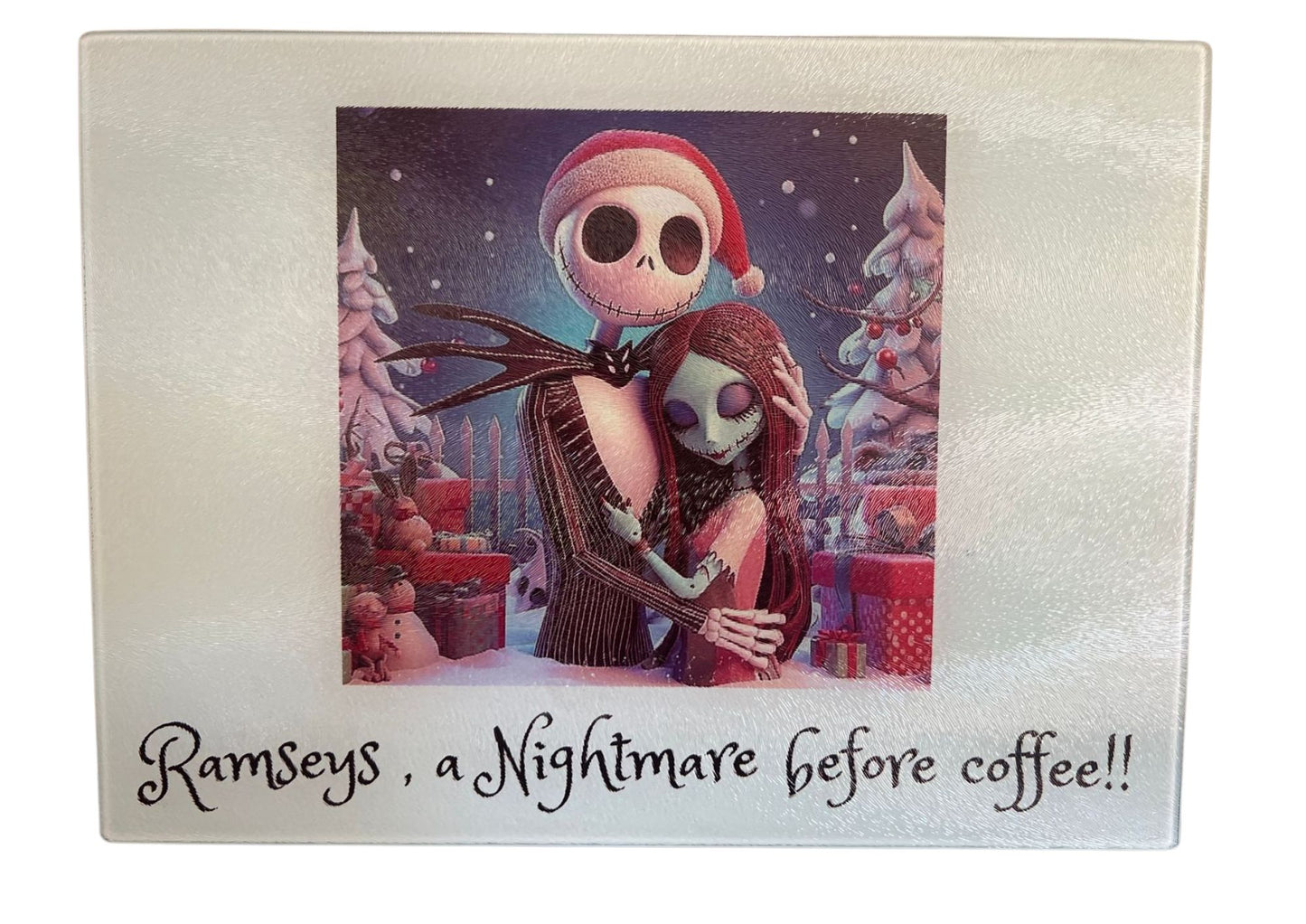 Kitchen Keepsake Customizable Sublimated Glass Cutting Board.